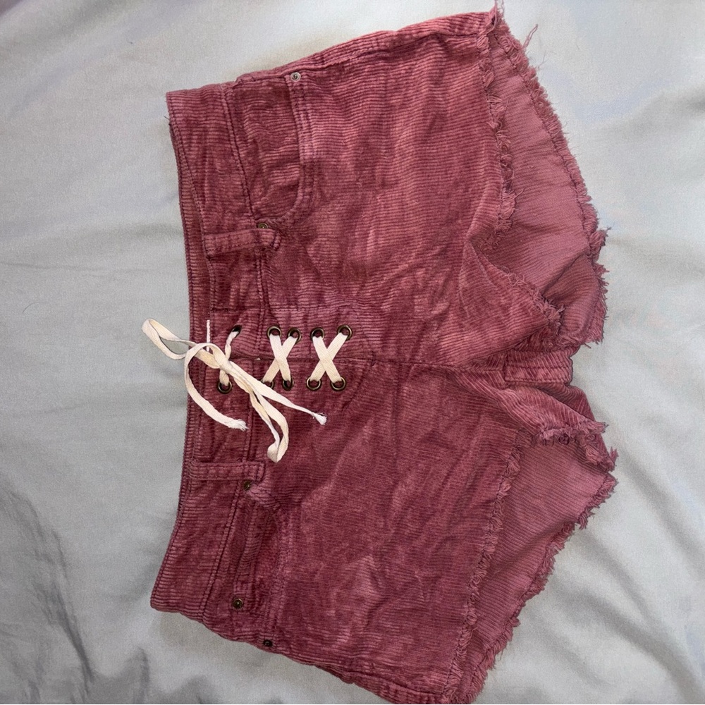 Billabong burgundy High Waist Lace-Up Shorts